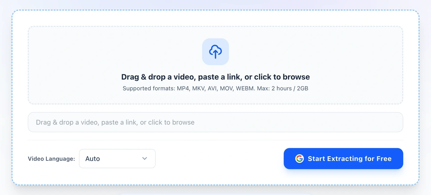 Upload Video File or Paste YouTube Link